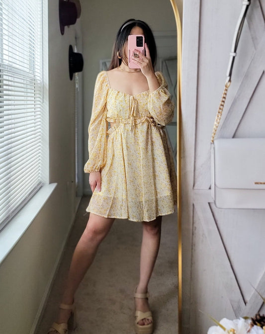 Floral Yellow Print Dress