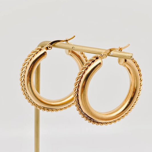 18K Hollow Ring Hoop Earrings