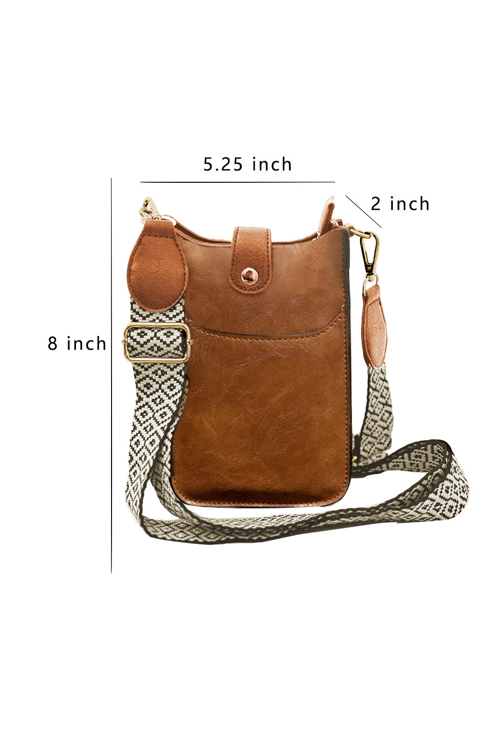 size measurements of crossbody bag in color coffee