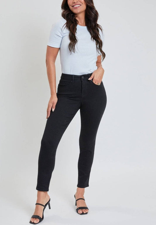 petite high waisted jeans, front view