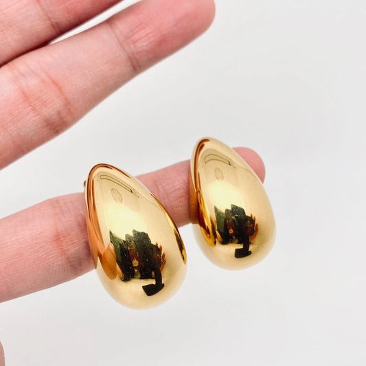 18K Gold-Plated Hollow Teardrop Ear Studs